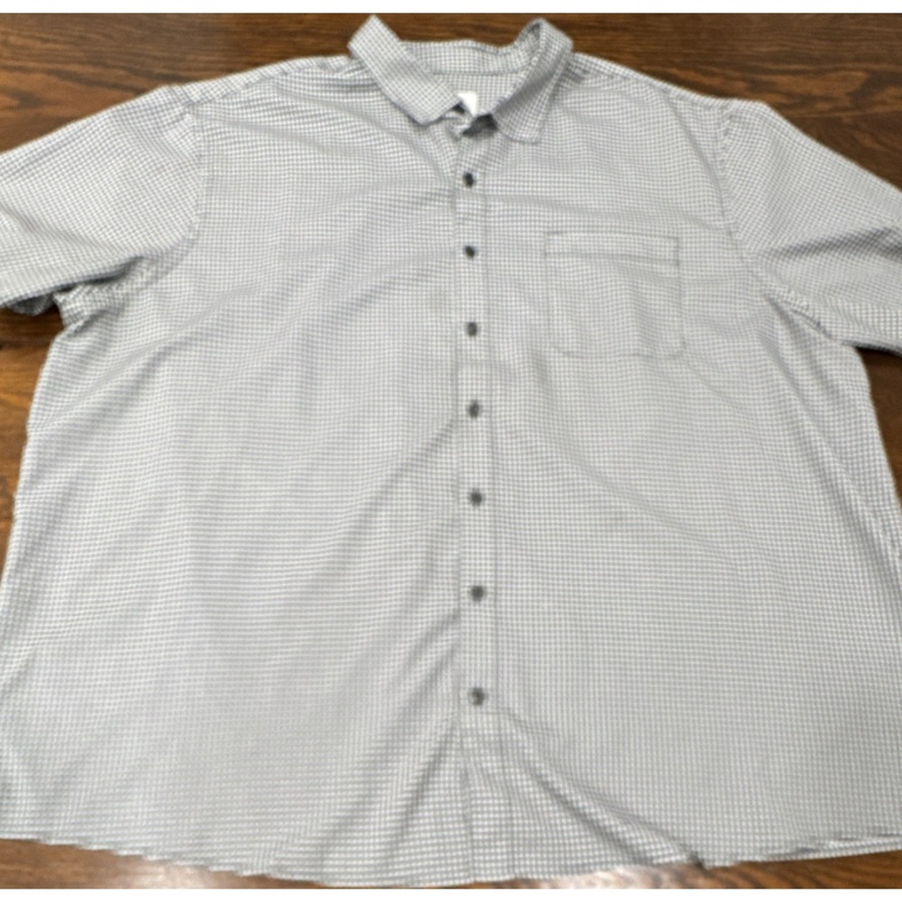 HB Men's 2XL Regular Black White Check Woven Polyester Casual Button-Up Shirt